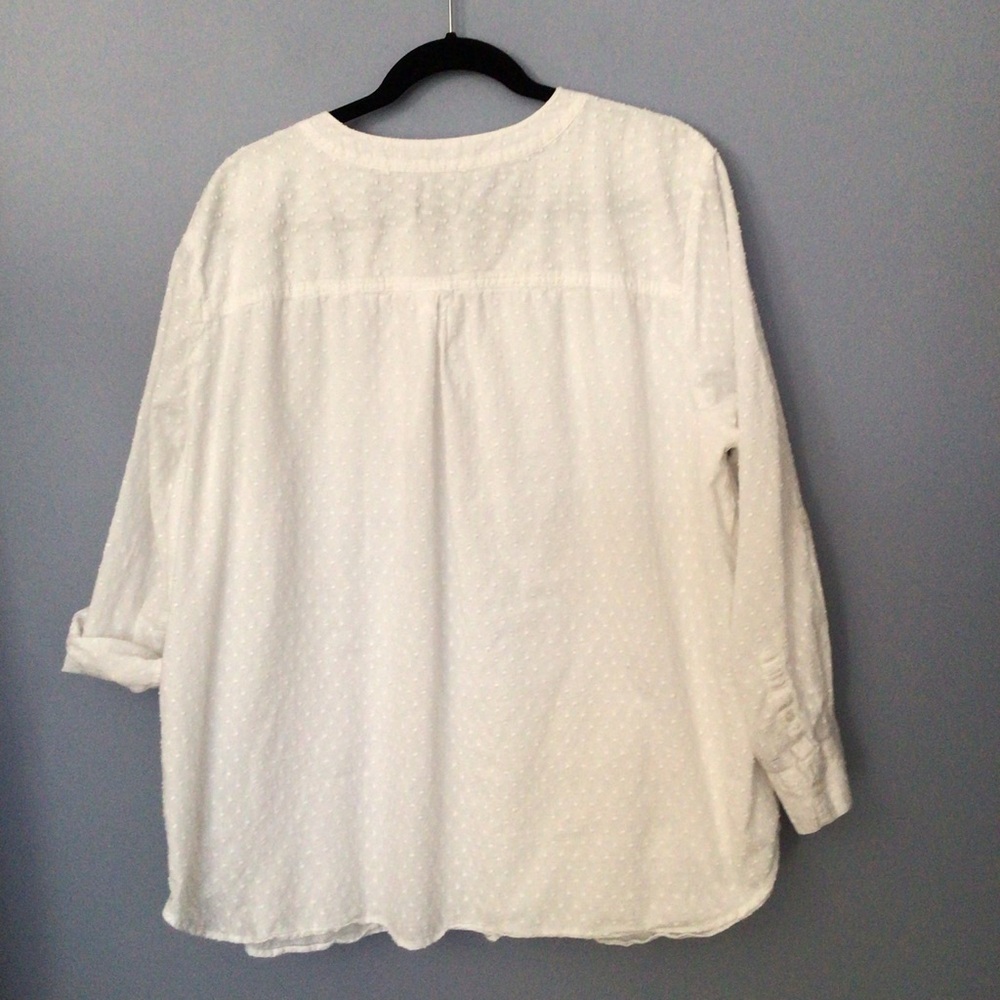 Talbots White Textured Lace-Up Blouse Size 3X roll up sleeve - Picture 7 of 10
